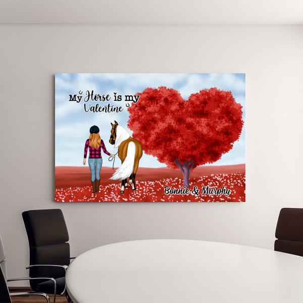 My Horse Is My Valentine - Personalized Canvas For Her, Horse Lovers, Valentine's Day