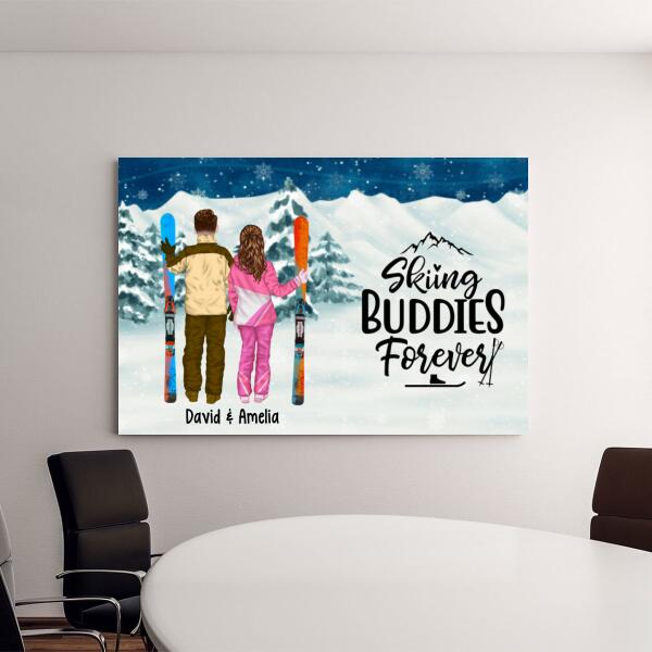 Skiing Partners For Life - Personalized Canvas For Couples, For Friends, Skiing