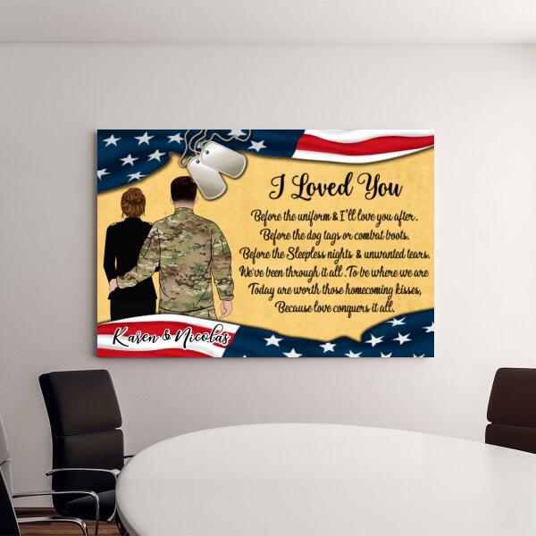 I Loved You Before The Uniform - Personalized Canvas For Couples, For Him, For Her, Military