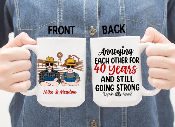 Older Couple Annoying Each Other For - Personalized Mug For Couples, Her, Him, Farmer, Anniversary