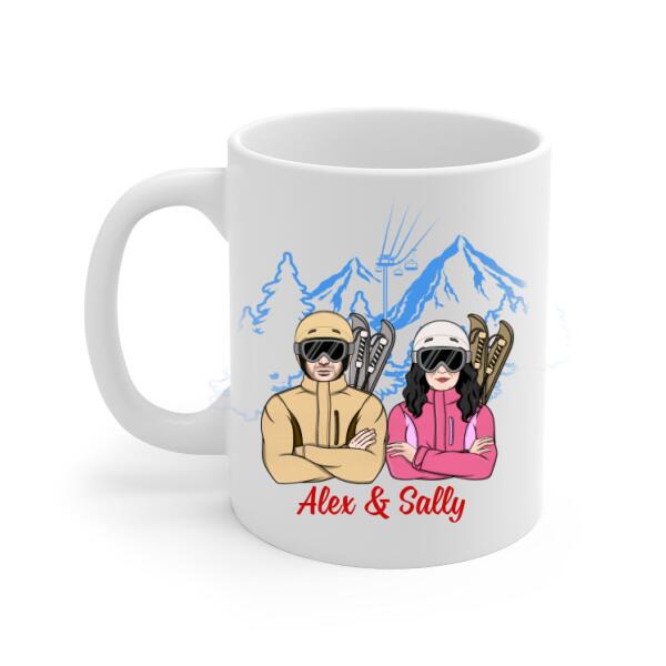 Older Couple Annoying Each Other For - Personalized Mug For Couples, Her, Him, Skiing, Anniversary