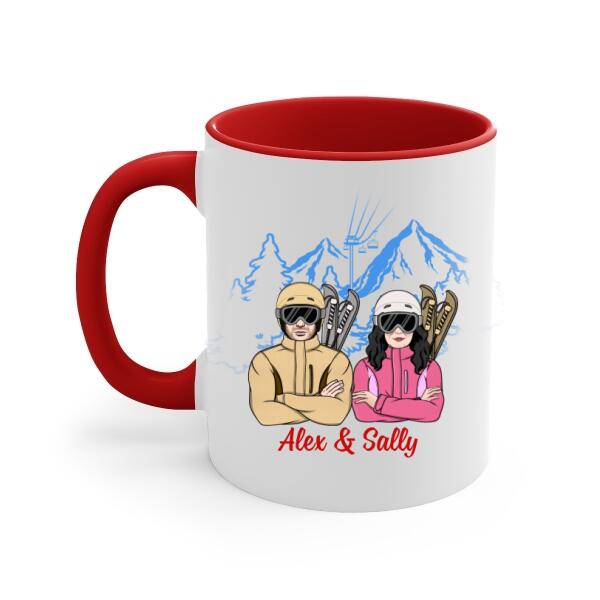 Older Couple Annoying Each Other For - Personalized Mug For Couples, Her, Him, Skiing, Anniversary