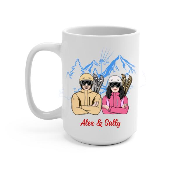 Older Couple Annoying Each Other For - Personalized Mug For Couples, Her, Him, Skiing, Anniversary