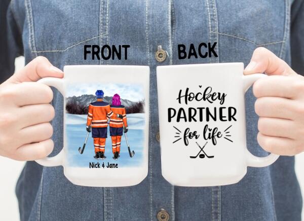 Hockey Partners For Life - Personalized Mug For Couples, Him, Her, Hockey