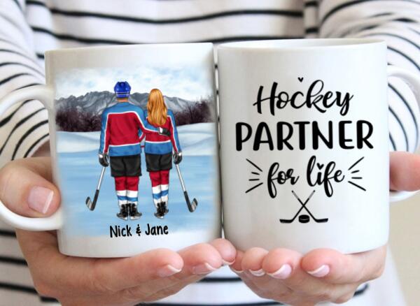 Hockey Partners For Life - Personalized Mug For Couples, Him, Her, Hockey