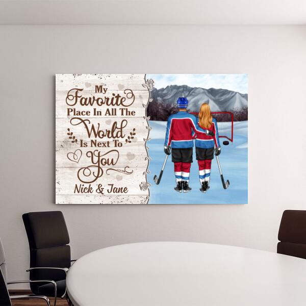 My Favorite Place In All The World - Personalized Canvas For Couples, Him, Her, Hockey