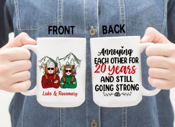 Older Couple Annoying Each Other For - Personalized Mug For Couples, Her, Him, Hiking, Anniversary