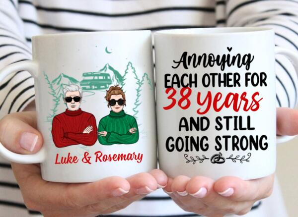 Older Couple Annoying Each Other For - Personalized Mug For Couples, Her, Him, Camping, Anniversary