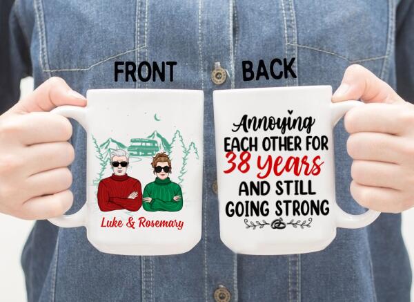 Older Couple Annoying Each Other For - Personalized Mug For Couples, Her, Him, Camping, Anniversary