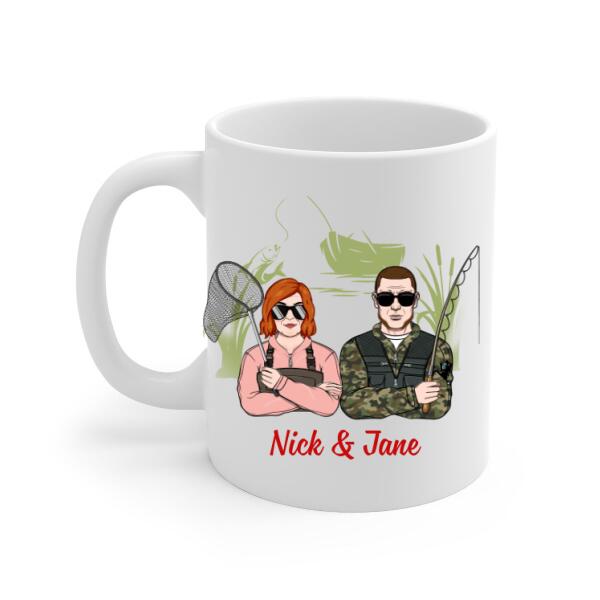 Older Couple Annoying Each Other For - Personalized Mug For Couples, Her, Him, Fishing, Anniversary