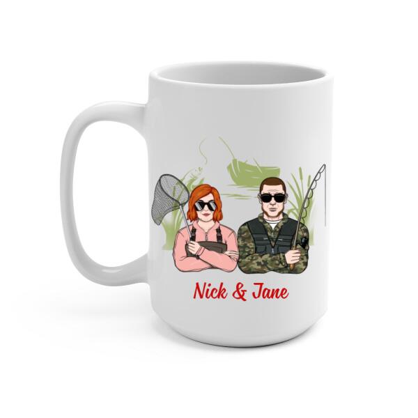 Older Couple Annoying Each Other For - Personalized Mug For Couples, Her, Him, Fishing, Anniversary