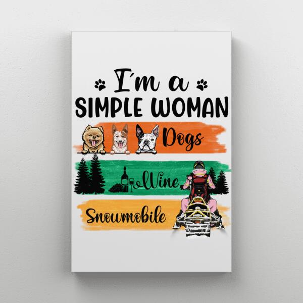I'm A Simple Woman - Personalized Canvas For Her, Snowmobiling