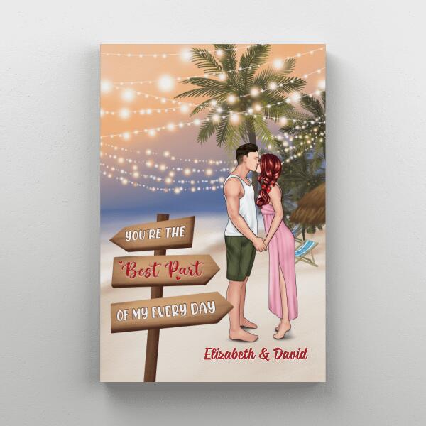 You're The Best Part Of My Every Day - Personalized Canvas For Couples, For Him, For Her, Beach