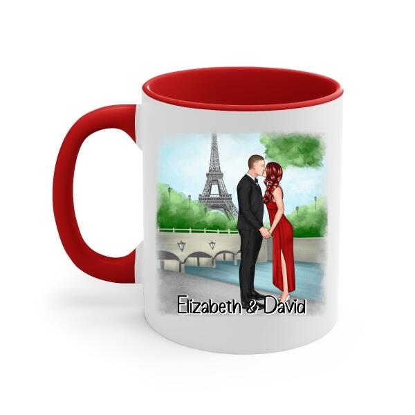 Eiffel Tower Beautiful Couple - Personalized Mug For Couples, Valentine's Day