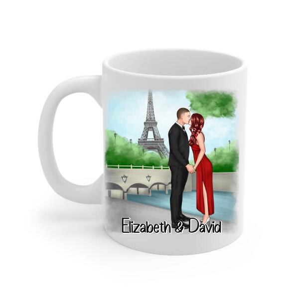 Eiffel Tower Beautiful Couple - Personalized Mug For Couples, Valentine's Day