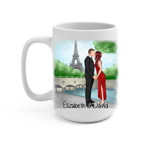 Eiffel Tower Beautiful Couple - Personalized Mug For Couples, Valentine's Day