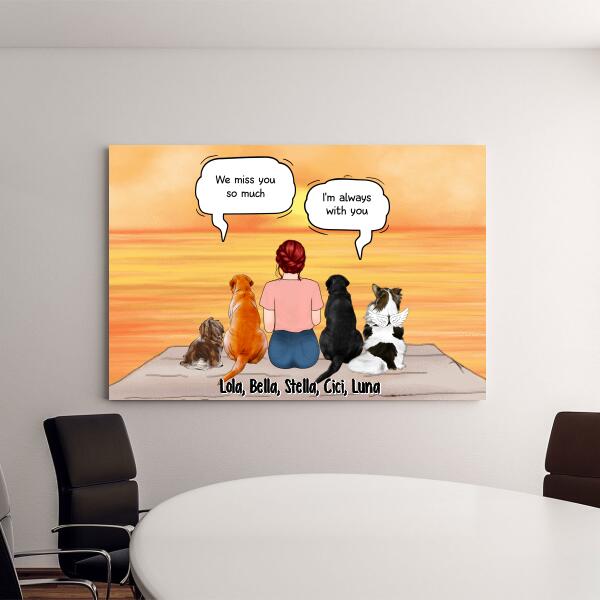 Up To 4 Dogs In Conversation With Dog Mom - Custom Canvas For Dog Mom, Memorial