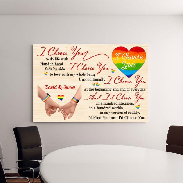 I Choose You To Do Life With - Personalized Canvas For Couples, For Him, For Her, LGBT