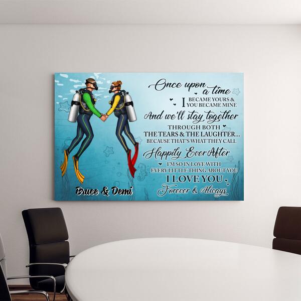 I Became Yours & You Became Mine - Personalized Canvas For Couples, Him, Her, Scuba Diving