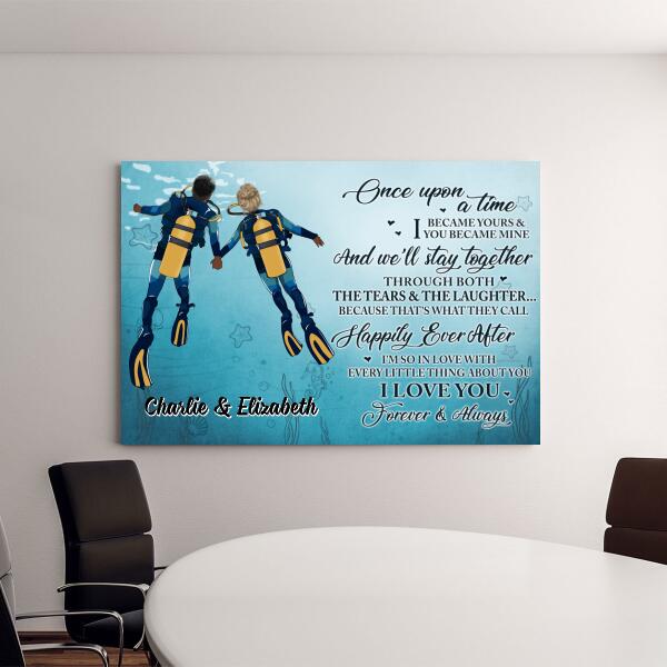 Love You Forever And Always - Personalized Canvas For Couples, Him, Her, Scuba Diving