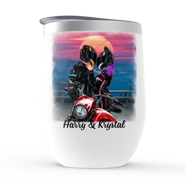 You Make My Heart Go Vrooom - Personalized Wine Tumbler For Couples, Him, Her, Motorcycle Lovers