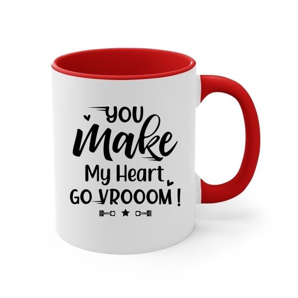 You Make My Heart Go Vrooom - Personalized Mug For Couples, Him, Her, Motorcycle Lovers