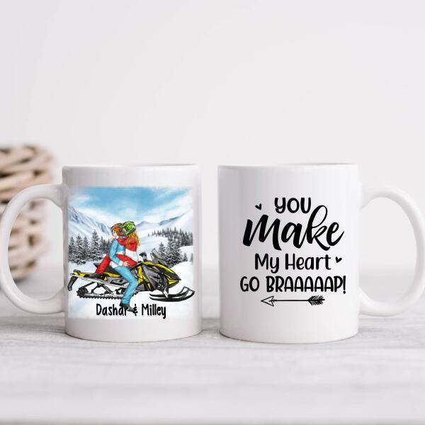 Kissing Snowmobiling Couple - Personalized Mug For Him, For Her