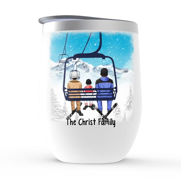 Personalized Wine Tumbler, Ski Lift Friends And Family, Gift For Winter And Ski Lift Lovers