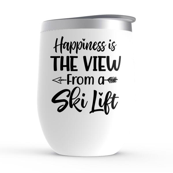 Personalized Wine Tumbler, Ski Lift Friends And Family, Gift For Winter And Ski Lift Lovers