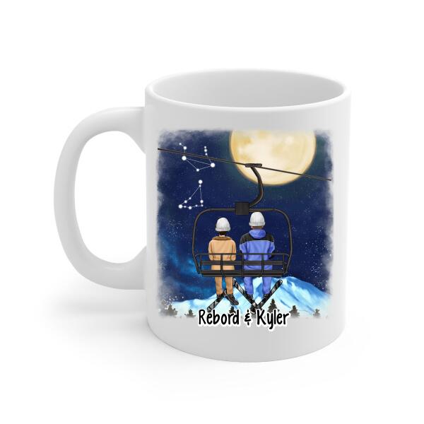 Love You To The Moon And Back - Personalized Mug For Couples, The Family, Skiing, Astronomy Lovers