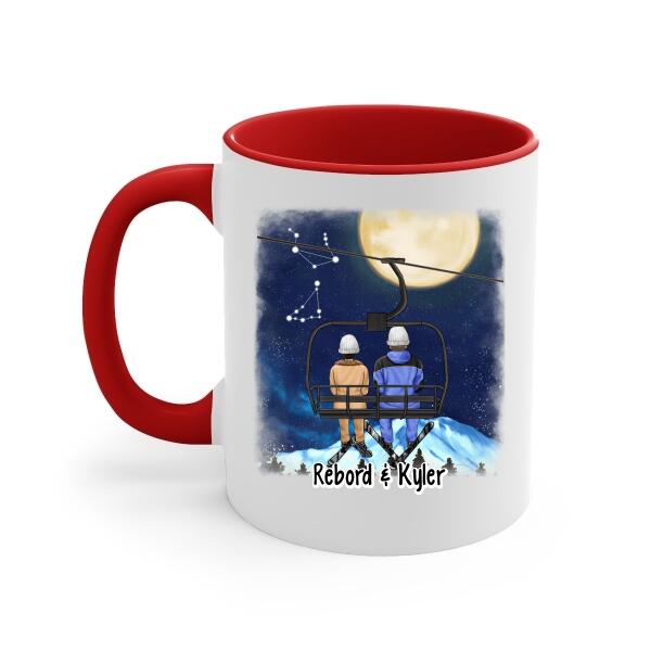 Love You To The Moon And Back - Personalized Mug For Couples, The Family, Skiing, Astronomy Lovers