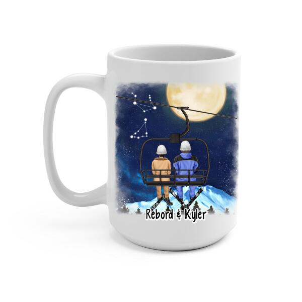 Love You To The Moon And Back - Personalized Mug For Couples, The Family, Skiing, Astronomy Lovers