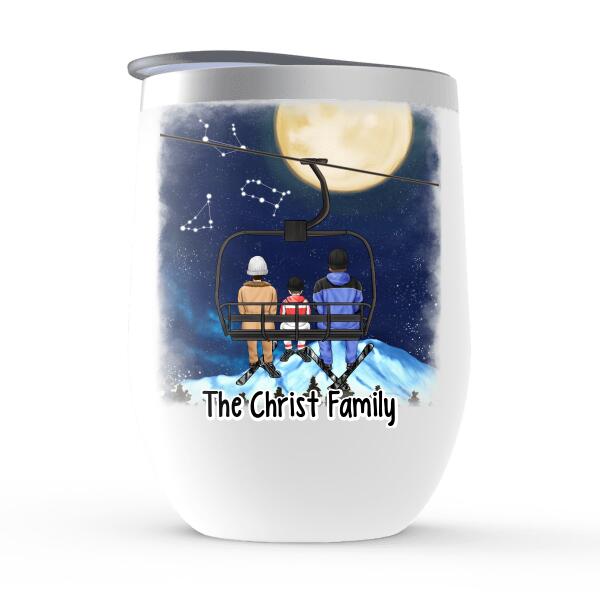 Happiness Is Skiing With You - Personalized Wine Tumbler For Couples, The Family, Skiing, Astronomy Lovers