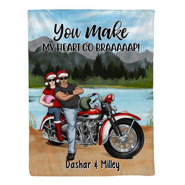 Personalized Blanket, Riding Partners For Life - Motorcycle Couple Front View, Gift For Motorcycle Lovers