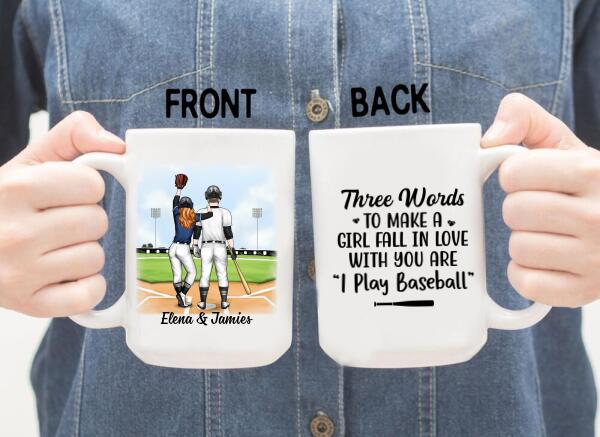 My Boyfriend Loves To Play Baseball - Personalized Mug For Couples, Him, Her, Baseball