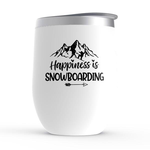 Personalized Wine Tumbler, Snowboarding Couple and Friends, Gift for Snowboarding Lovers