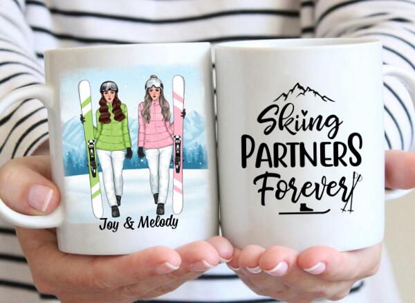 Skiing Partners Forever - Personalized Mug For Friends, For Her, Skiing