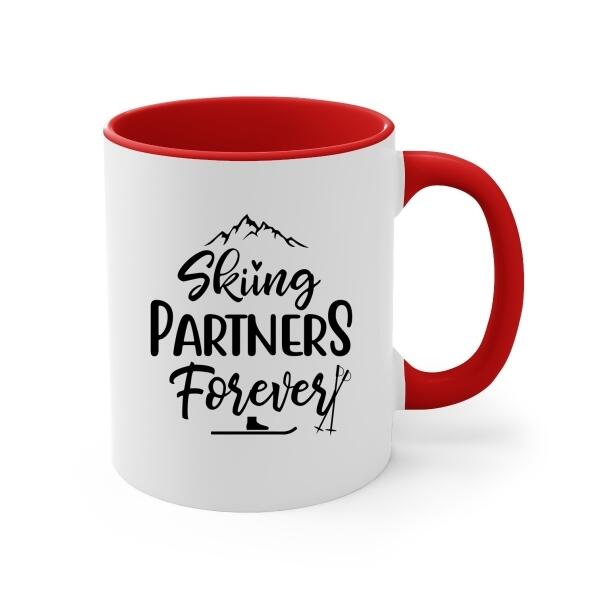 Skiing Partners Forever - Personalized Mug For Friends, For Her, Skiing