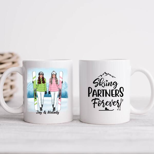 Skiing Partners Forever - Personalized Mug For Friends, For Her, Skiing