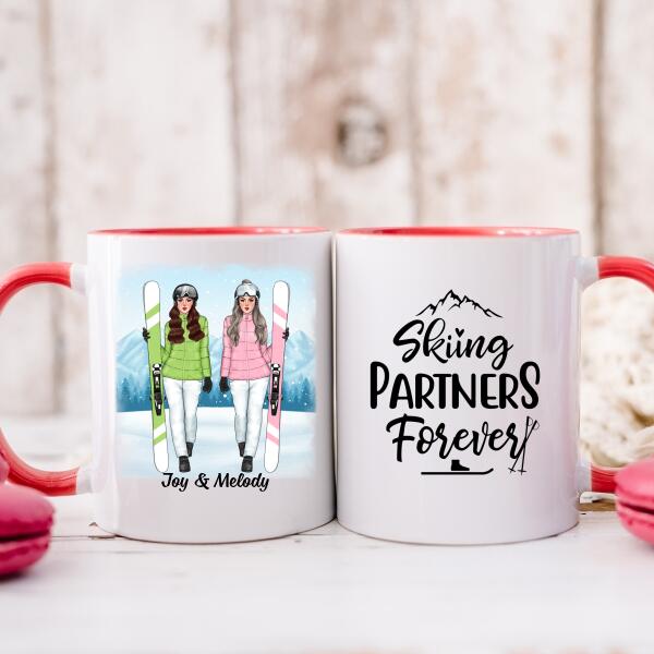 Skiing Partners Forever - Personalized Mug For Friends, For Her, Skiing