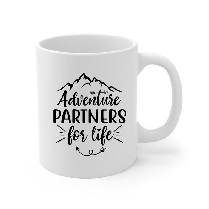 Adventure Partners For Life - Personalized Mug For Her, Cat Lovers, Chibi