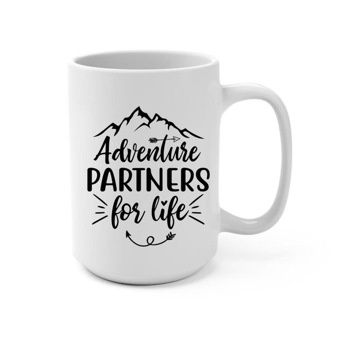 Adventure Partners For Life - Personalized Mug For Her, Cat Lovers, Chibi