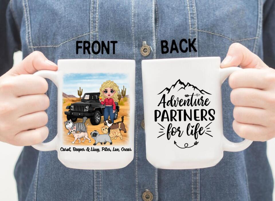 Adventure Partners For Life - Personalized Mug For Her, Cat Lovers, Chibi