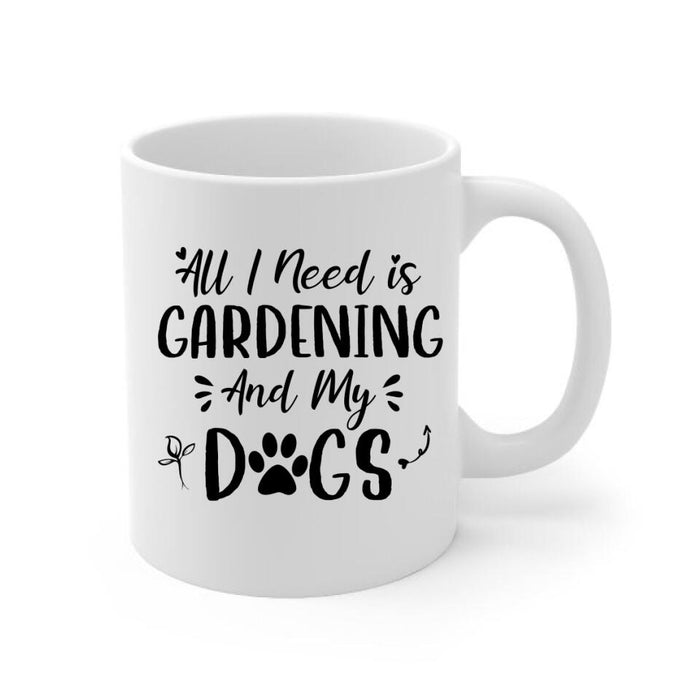 Personalized Mug, A Girl Gardening With Dogs, Gift For Gardeners, Dog Lovers