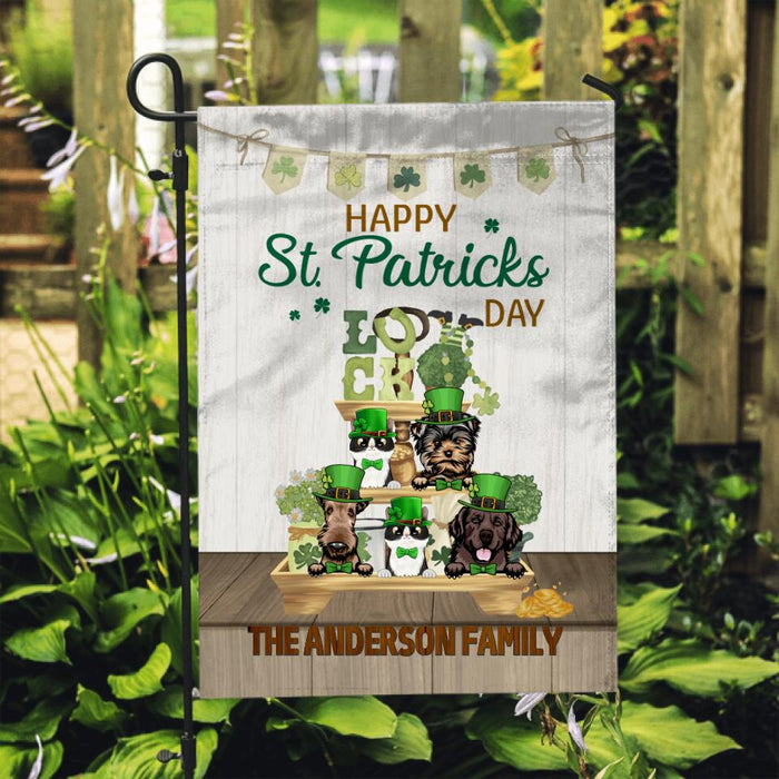 Happy St Patrick's Day Pets, Family Decor - Personalized Garden Flag For Cat Lovers, Dog Lovers