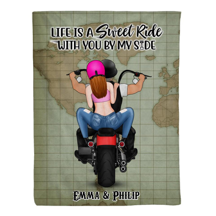 Life Is A Sweet Ride - Personalized Blanket For Couples, Him, Her, Motorcycle Lovers