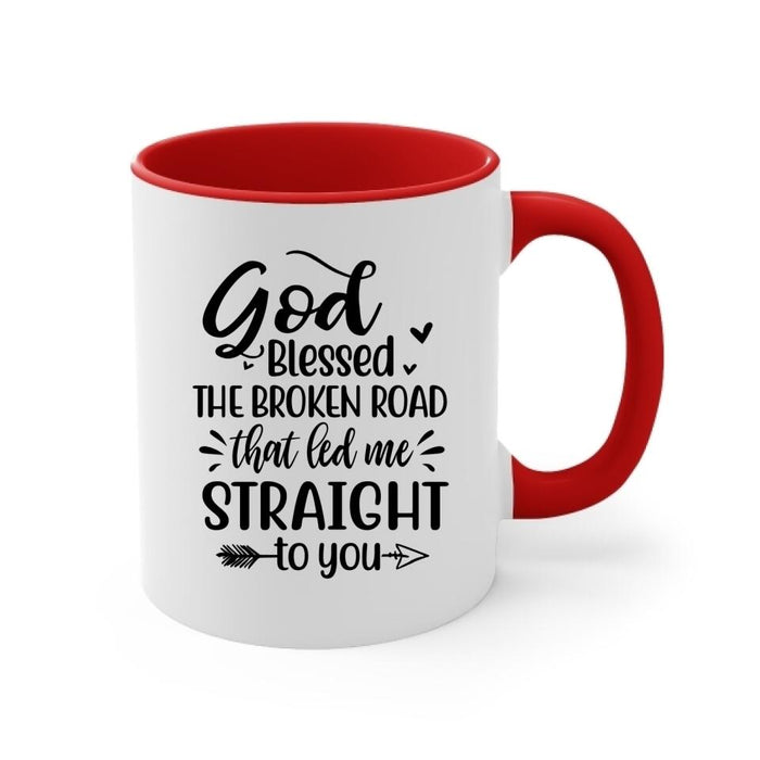 God Blessed The Broken Road - Personalized Mug For Couples, For Her, For Him, Horse Lovers