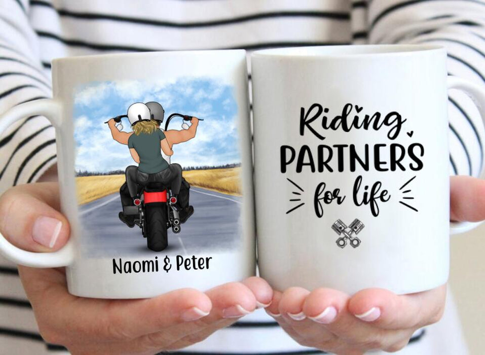 Couple & Friends On Motorcycle - Personalized Mug For Couples, Friends, Him, Her, Motorcycle Lovers