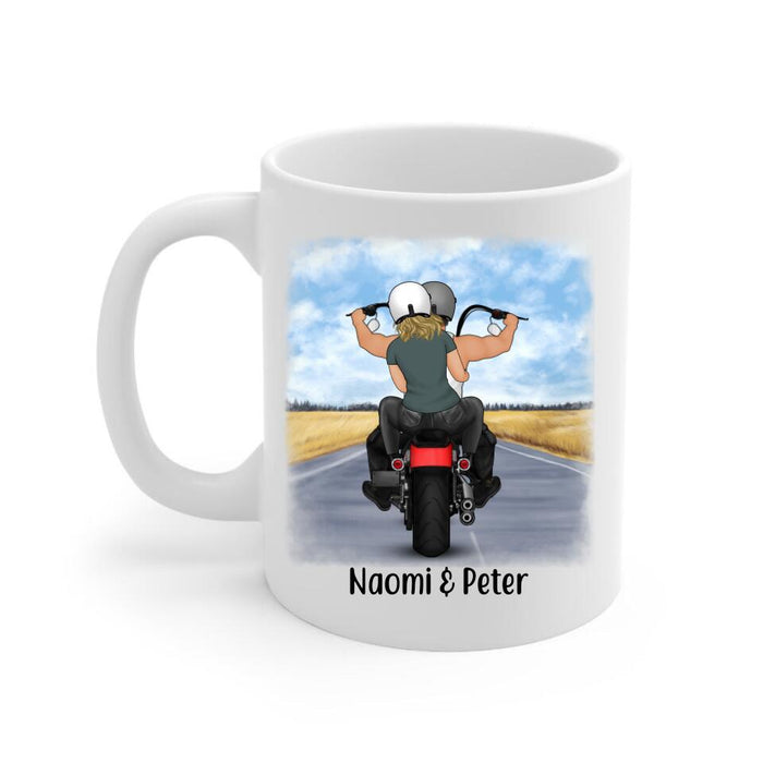 Couple & Friends On Motorcycle - Personalized Mug For Couples, Friends, Him, Her, Motorcycle Lovers