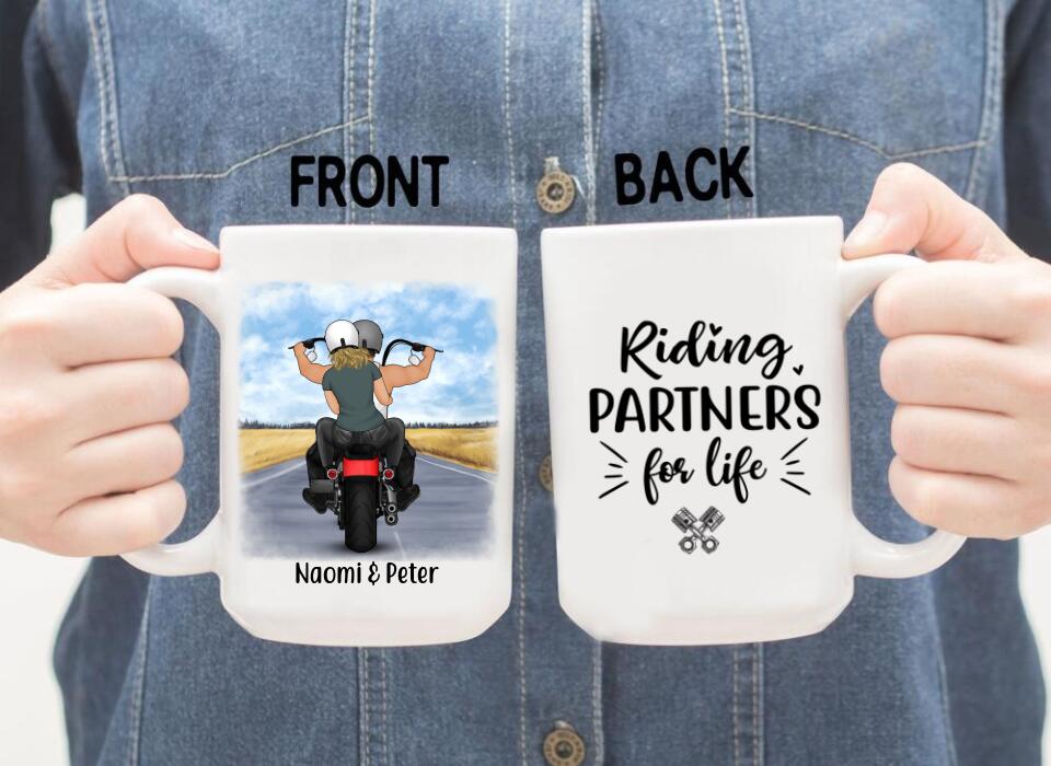 Couple & Friends On Motorcycle - Personalized Mug For Couples, Friends, Him, Her, Motorcycle Lovers